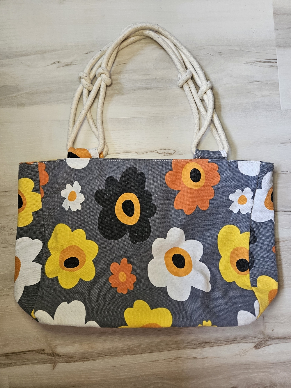 Farmhouse Is My Style Summer Blooms Floral Rope Tote Bag - Picture 7 of 8